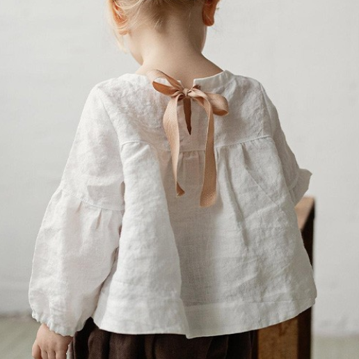 Bluse aus Leinen-Mix mit Schleifenband