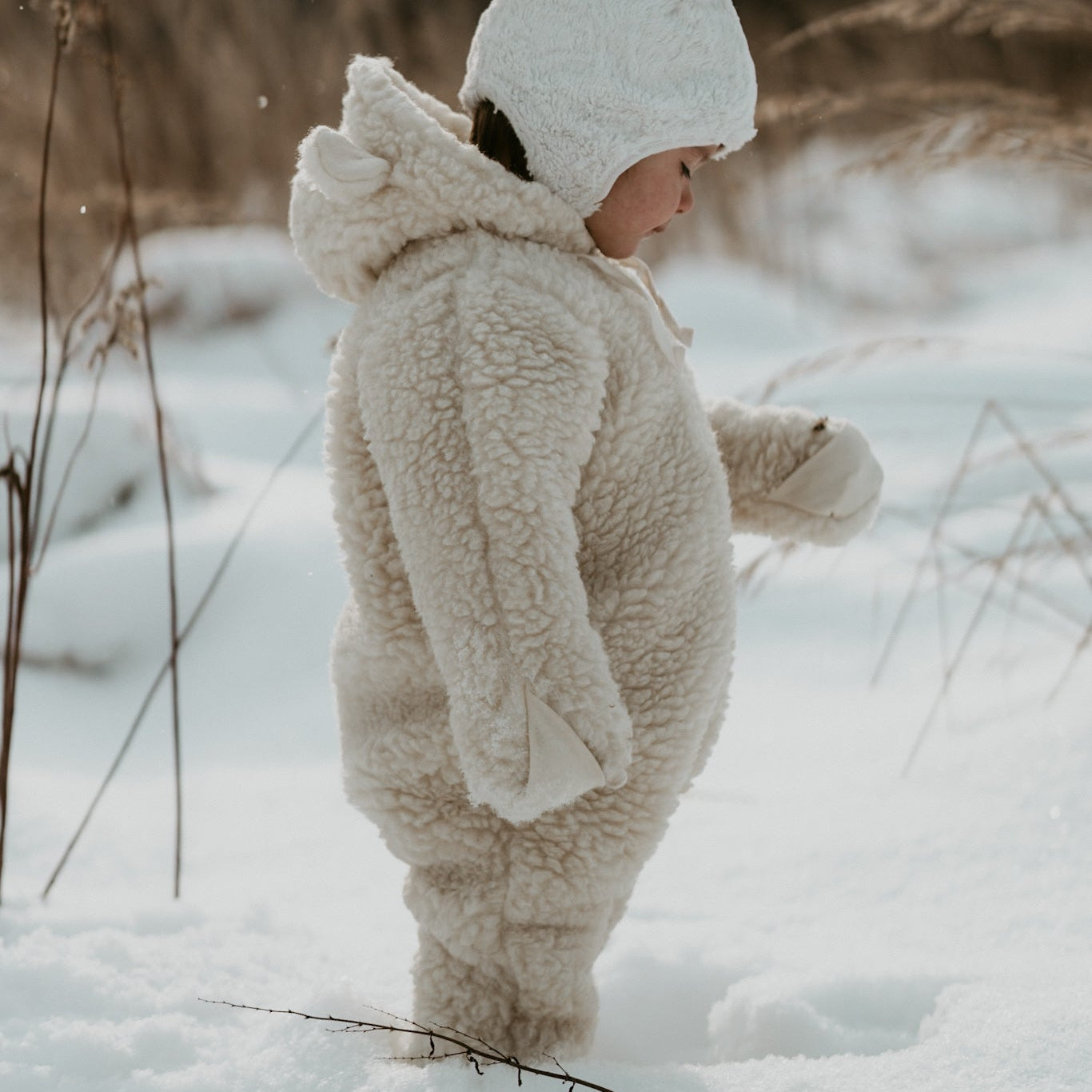 Baby/Kid Virgin Wool Overall - White-2