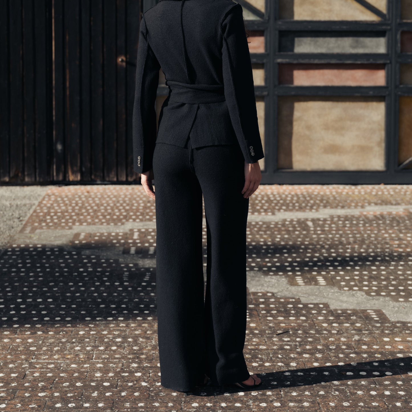 Boiled Wool Bootcut Trousers-2