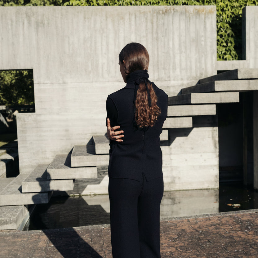 Boiled Wool Bootcut Trousers-4