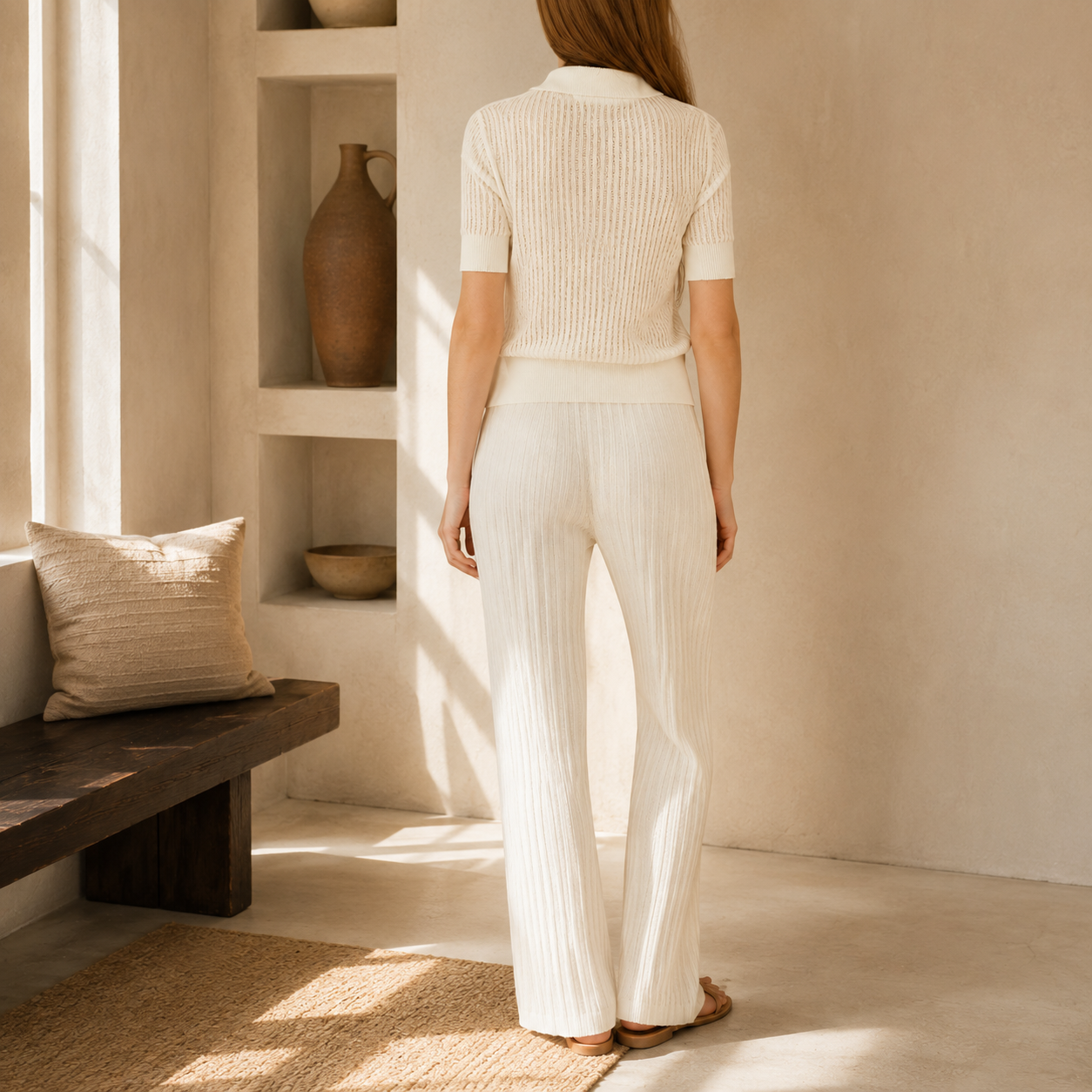 Baumwoll Poloshirt Damen Mikro-Pointelle Vale