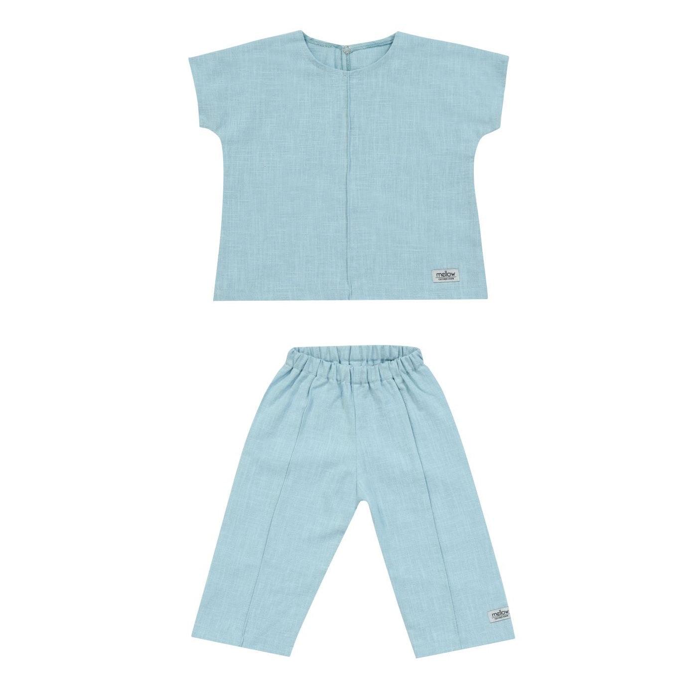 Ramie Baby/Kid Clothing Set - Blue-0
