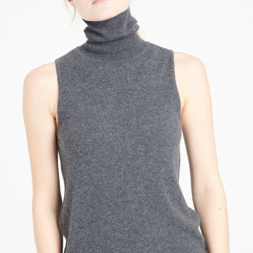 	Damen Kaschmir Pullover ohne Ärmel Ela anthrazit-0